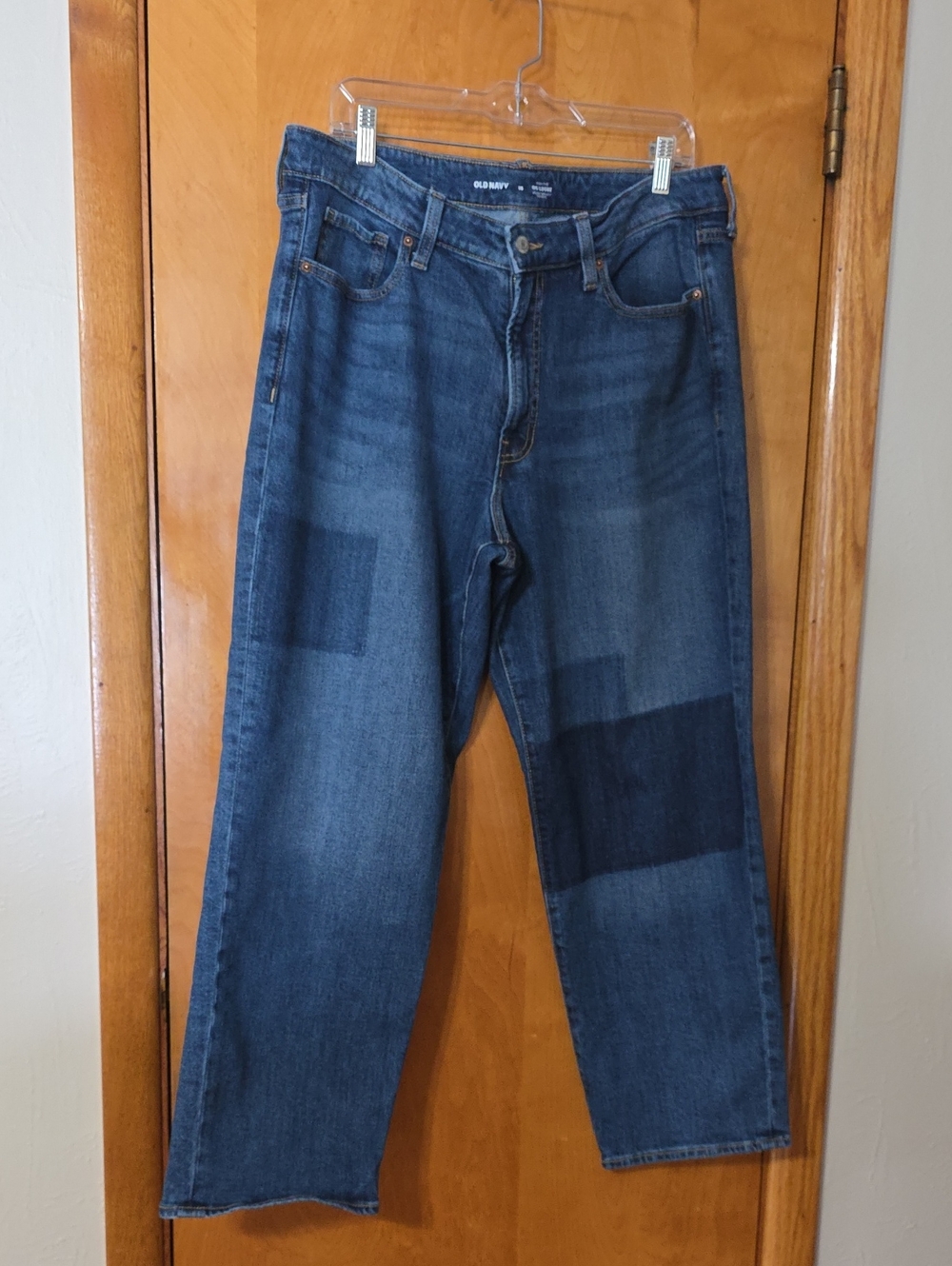Old Navy Womens Dark Blue Patchwork Straight Jeans